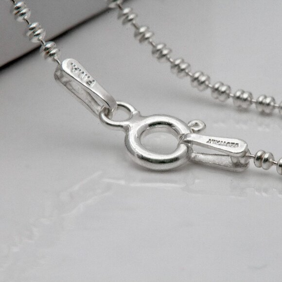 NEW 925 Silver Bead Chain, Delicate Stackable Layered Ball Necklace Gift For Her - Picture 2 of 7